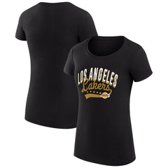 Los Angeles Lakers G-III 4Her by Carl Banks Women's Super-Slim Fit Lightweight Filigree Logo T-Shirt - Black