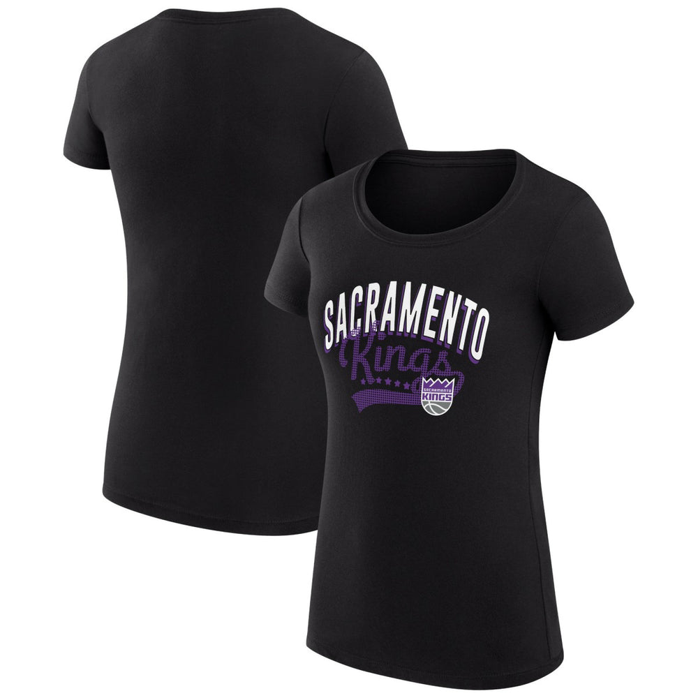 Sacramento Kings G-III 4Her by Carl Banks Women's Super-Slim Fit Lightweight Filigree Logo T-Shirt - Black