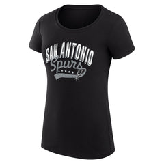 San Antonio Spurs G-III 4Her by Carl Banks Women's Super-Slim Fit Lightweight Filigree Logo T-Shirt - Black