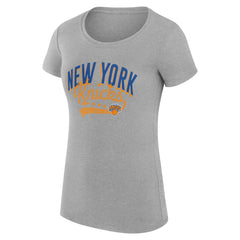 New York Knicks G-III 4Her by Carl Banks Women's Super-Slim Fit Lightweight Filigree Logo T-Shirt - Heather Gray