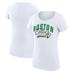 Boston Celtics G-III 4Her by Carl Banks Women's Super-Slim Fit Lightweight Filigree Logo T-Shirt - White