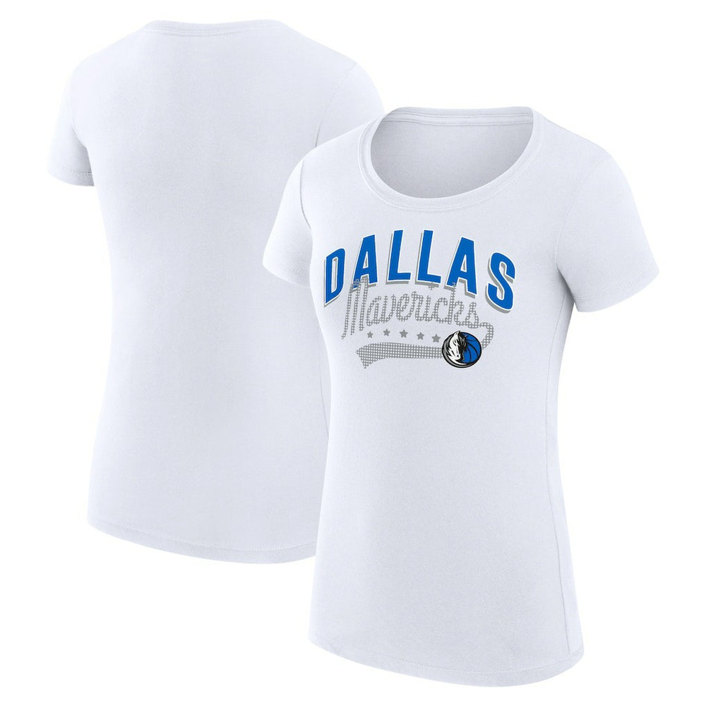 Dallas Mavericks G-III 4Her by Carl Banks Women's Super-Slim Fit Lightweight Filigree Logo T-Shirt - White