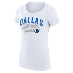Dallas Mavericks G-III 4Her by Carl Banks Women's Super-Slim Fit Lightweight Filigree Logo T-Shirt - White