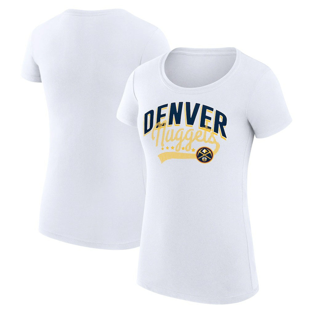 Denver Nuggets G-III 4Her by Carl Banks Women's Super-Slim Fit Lightweight Filigree Logo T-Shirt - White