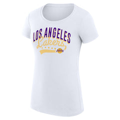 Los Angeles Lakers G-III 4Her by Carl Banks Women's Super-Slim Fit Lightweight Filigree Logo T-Shirt - White