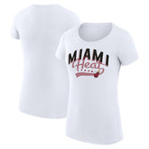 Miami Heat G-III 4Her by Carl Banks Women's Super-Slim Fit Lightweight Filigree Logo T-Shirt - White