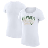 Milwaukee Bucks G-III 4Her by Carl Banks Women's Super-Slim Fit Lightweight Filigree Logo T-Shirt - White