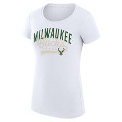 Milwaukee Bucks G-III 4Her by Carl Banks Women's Super-Slim Fit Lightweight Filigree Logo T-Shirt - White