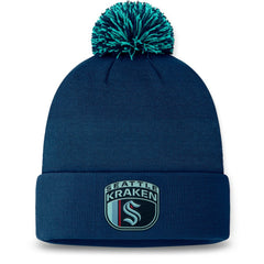 Seattle Kraken Fanatics 2024 NHL Draft Cuffed Knit Hat with Pom - Deep Sea Blue | Fanatics Lifestyle