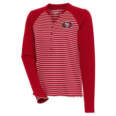 San Francisco 49ers Antigua Women's Maverick Long Sleeve Henley T-Shirt - Scarlet - NFL