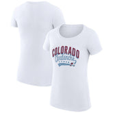Colorado Avalanche G-III 4Her by Carl Banks Women's Super-Slim Fit Lightweight Filigree Logo T-Shirt – White | NHL Lifestyle