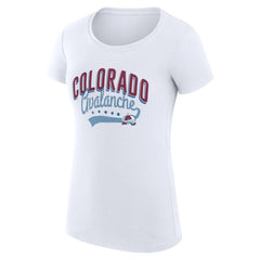 Colorado Avalanche G-III 4Her by Carl Banks Women's Super-Slim Fit Lightweight Filigree Logo T-Shirt – White | NHL Lifestyle
