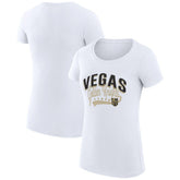 Vegas Golden Knights G-III 4Her by Carl Banks Women's Super-Slim Fit Lightweight Filigree Logo T-Shirt - White | NHL Clearance