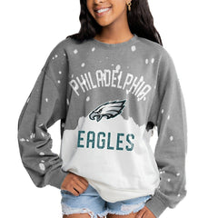 Philadelphia Eagles Gameday Couture Women's Oversized Coin Toss Faded French Terry Tri-Blend Pullover Sweatshirt - Gray - NFL