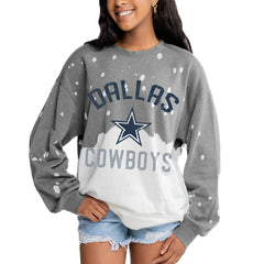 Dallas Cowboys Gameday Couture Women's Oversized Coin Toss Faded French Terry Tri-Blend Pullover Sweatshirt - Gray - NFL