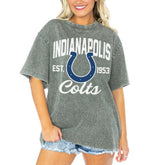 Indianapolis Colts Gameday Couture Women's Tackle Titan Boyfriend Washed T-Shirt - Gray - NFL