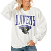 Baltimore Ravens Gameday Couture Women's Oversized Yard Line Tri-Blend Pullover Sweatshirt - White - NFL