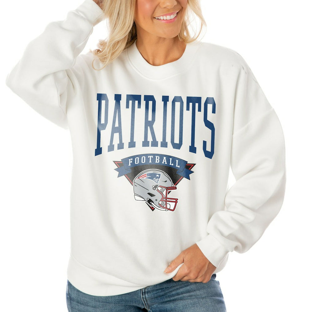 New England Patriots Gameday Couture Women's Oversized Yard Line Tri-Blend Pullover Sweatshirt - White - NFL