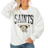 New Orleans Saints Gameday Couture Women's Oversized Yard Line Tri-Blend Pullover Sweatshirt - White - NFL