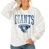 New York Giants Gameday Couture Women's Oversized Yard Line Tri-Blend Pullover Sweatshirt - White - NFL