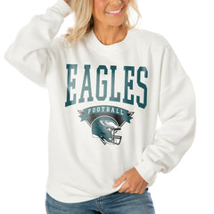 Philadelphia Eagles Gameday Couture Women's Oversized Yard Line Tri-Blend Pullover Sweatshirt - White - NFL