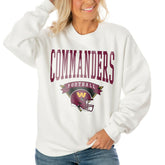 Washington Commanders Gameday Couture Women's Oversized Yard Line Tri-Blend Pullover Sweatshirt - White - NFL