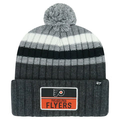 Philadelphia Flyers '47 Stack Patch Cuffed Knit Hat with Pom - Gray | 47 brand Clearance