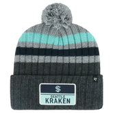 Seattle Kraken '47 Stack Patch Cuffed Knit Hat with Pom - Gray | 47 brand Lifestyle