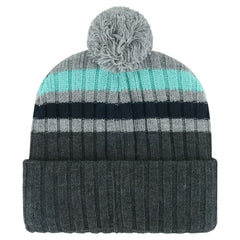 Seattle Kraken '47 Stack Patch Cuffed Knit Hat with Pom - Gray | 47 brand Lifestyle