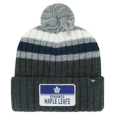 Toronto Maple Leafs '47 Stack Patch Cuffed Knit Hat with Pom - Gray | 47 brand Lifestyle