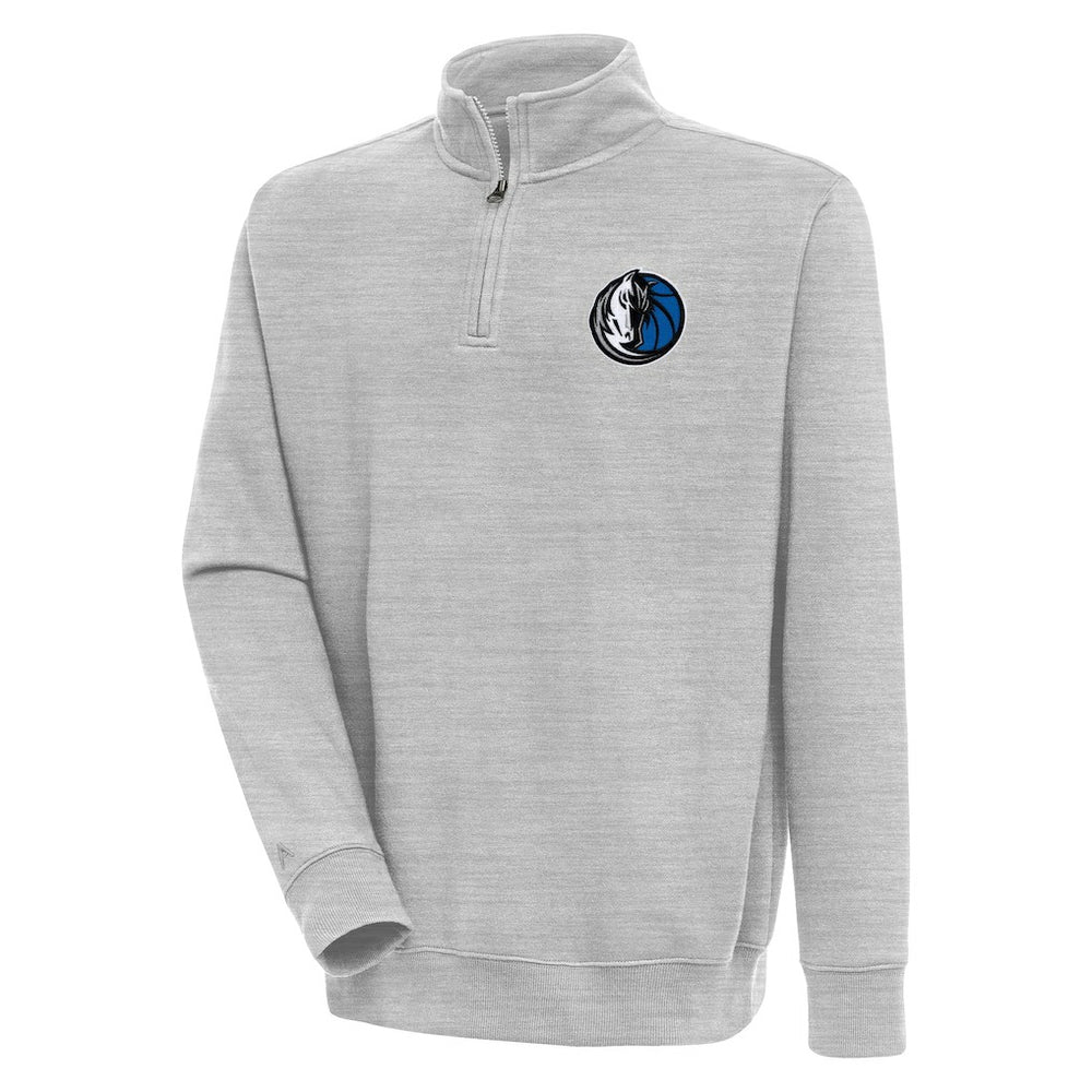 Dallas Mavericks Antigua Victory Quarter-Zip Pullover Top Heather Gray