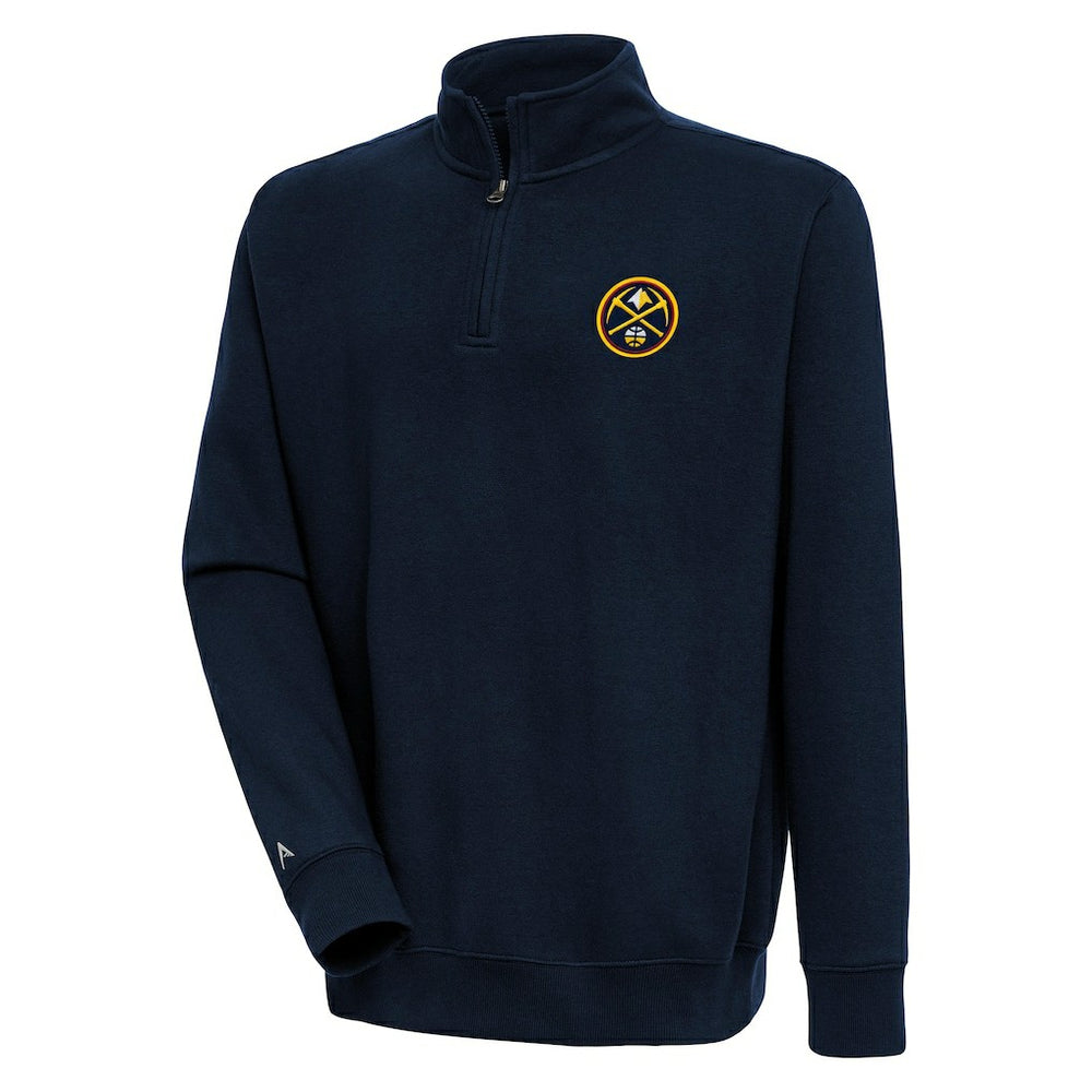Denver Nuggets Antigua Victory Quarter-Zip Pullover Top Navy