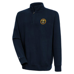 Denver Nuggets Antigua Victory Quarter-Zip Pullover Top Navy