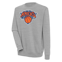 New York Knicks Antigua Victory Pullover Sweatshirt Heather Gray