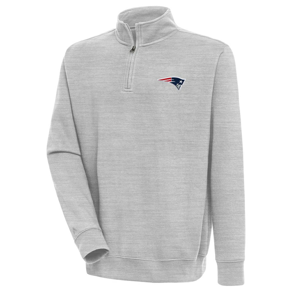 New England Patriots Antigua Victory Quarter-Zip Pullover Top - Heather Gray - NFL