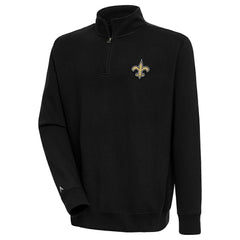 New Orleans Saints Antigua Victory Quarter-Zip Pullover Top - Black - NFL