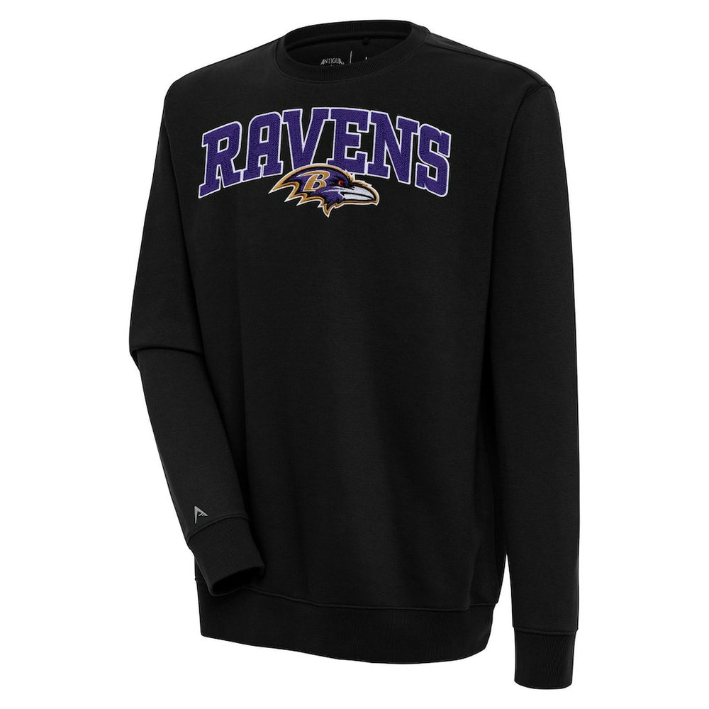 Baltimore Ravens Antigua Victory Chenille Pullover Sweatshirt - Black - NFL