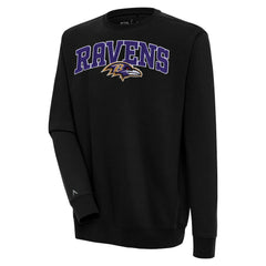 Baltimore Ravens Antigua Victory Chenille Pullover Sweatshirt - Black - NFL