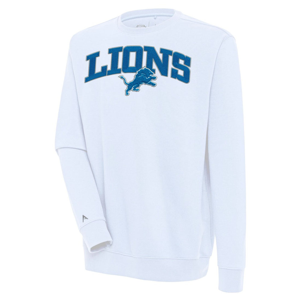 Detroit Lions Antigua Victory Chenille Pullover Sweatshirt - White - NFL
