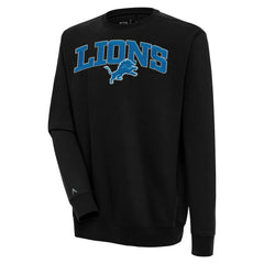 Detroit Lions Antigua Victory Chenille Pullover Sweatshirt - Black - NFL