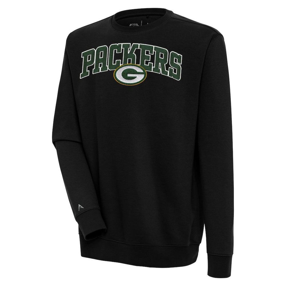Green Bay Packers Antigua Victory Chenille Pullover Sweatshirt - Black - NFL