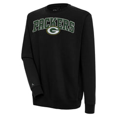 Green Bay Packers Antigua Victory Chenille Pullover Sweatshirt - Black - NFL