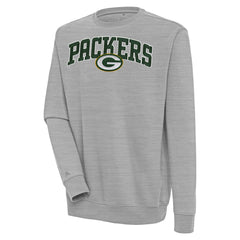 Green Bay Packers Antigua Victory Chenille Pullover Sweatshirt - Heather Gray - NFL