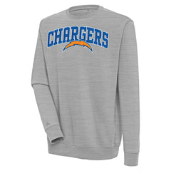 Los Angeles Chargers Antigua Victory Chenille Pullover Sweatshirt - Heather Gray - NFL