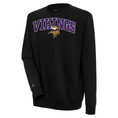 Minnesota Vikings Antigua Victory Chenille Pullover Sweatshirt - Black - NFL