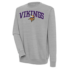 Minnesota Vikings Antigua Victory Chenille Pullover Sweatshirt - Heather Gray - NFL