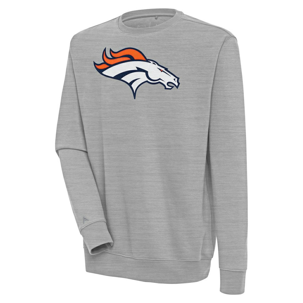 Denver Broncos Antigua Victory Pullover Sweatshirt - Heather Gray - NFL