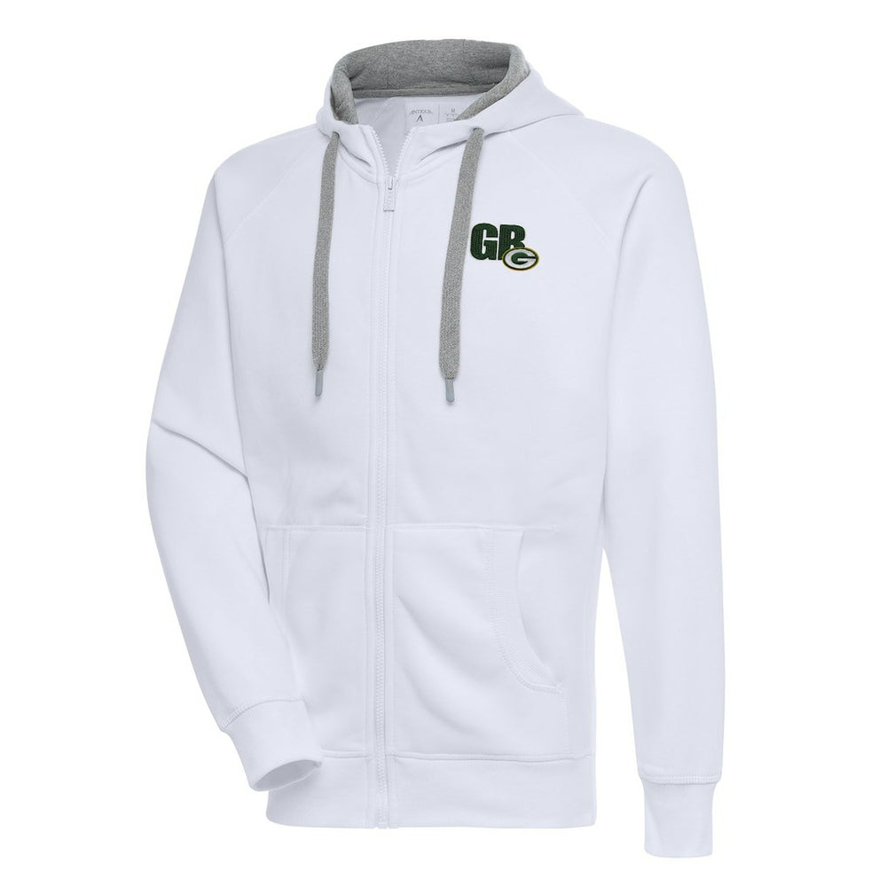 Green Bay Packers Antigua Victory Full-Zip Hoodie - White - NFL
