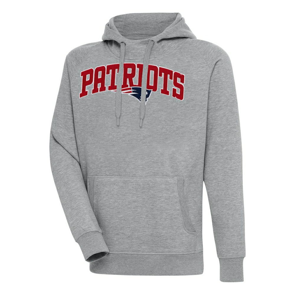 New England Patriots Antigua Victory Pullover Hoodie - Heather Gray - NFL