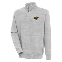 Minnesota Wild Antigua Victory Quarter-Zip Pullover Top - Heather Gray | NHL Clearance